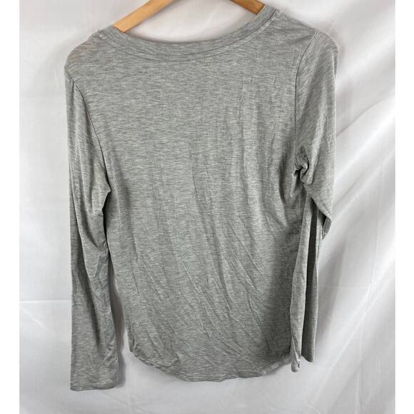 Nordstrom Heather Grey V Neck Long Sleeve Shirt S - Picture 5 of 5